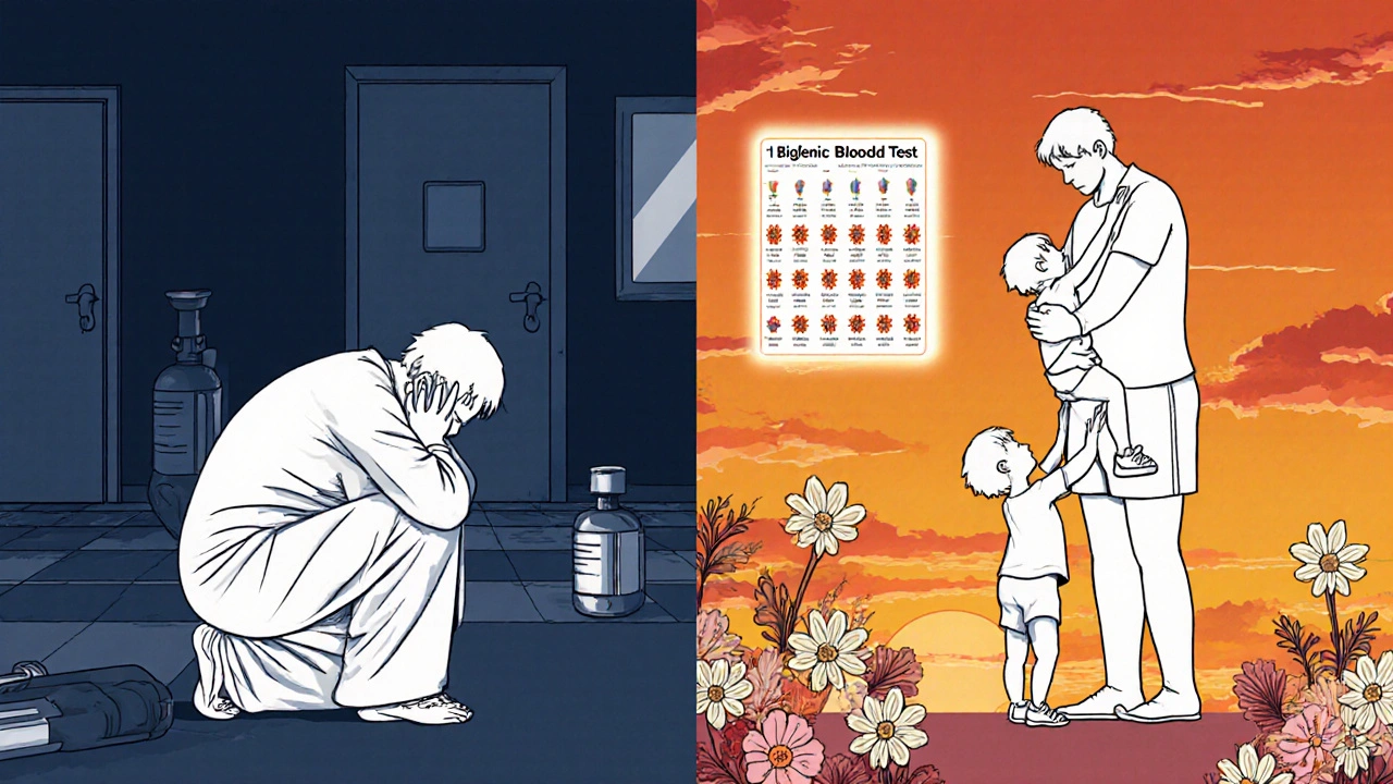 Split scene showing transformation from isolation and pain to freedom and connection through treatment.