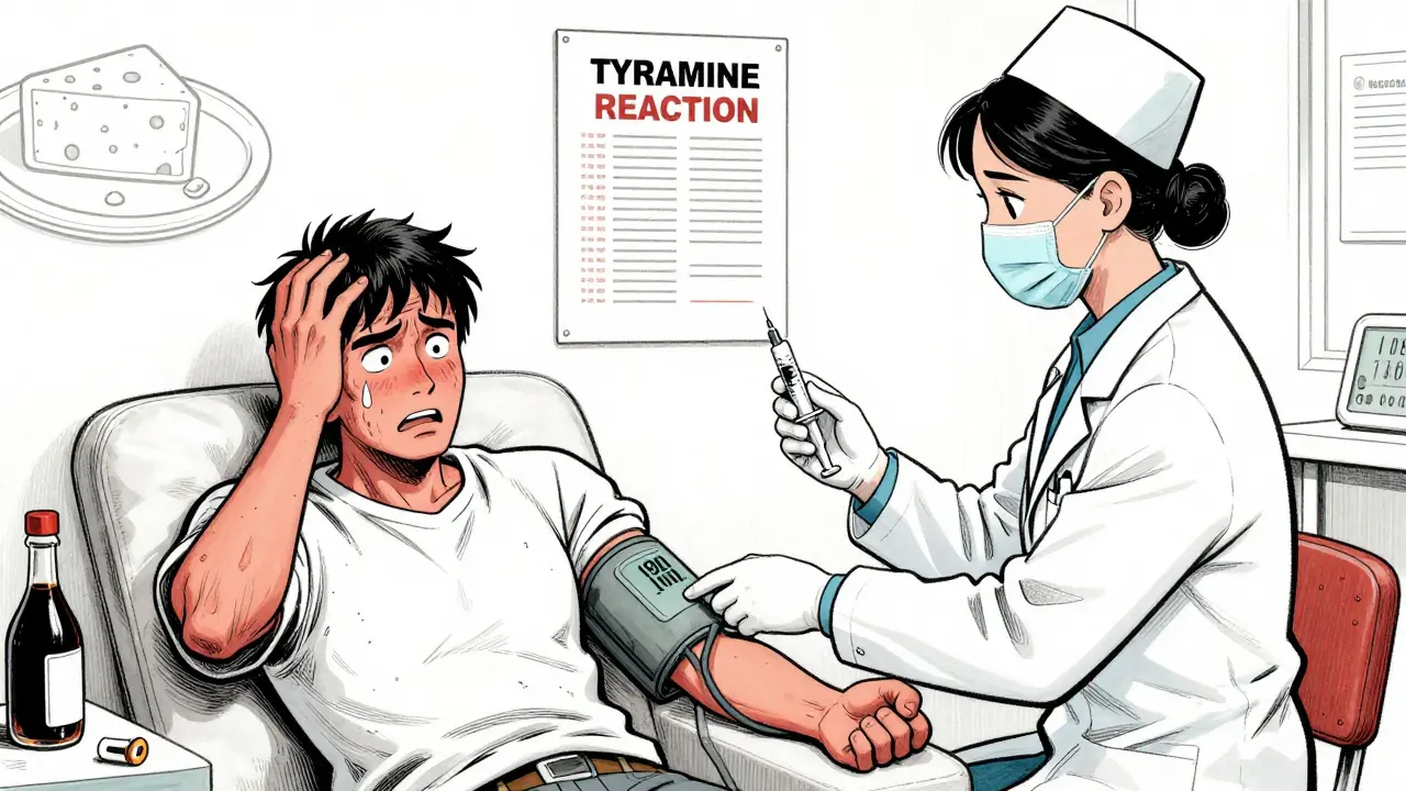 Emergency room scene with patient experiencing hypertensive crisis, doctor administering treatment, blood pressure monitor flashing high.